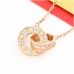 Pendant Necklaces Designer Heart Necklace Mens Gold Chain Womens Jewellery Plated Sier Titanium Steel Double Rings Love Woman Wedding Dhp1J