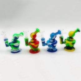 Colourful Silicone Mini Bong Pipes Kit Portable Ball Style Removable Easy Clean Waterpipe Bubbler Dry Herb Tobacco Philtre Handle Funnel Bowl Handpipes Holder