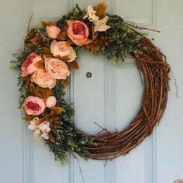 Dried Flowers Wedding Decoration Wreath Natural Rattan Garland DIY Crafts Decor For Home Door Grand Tree Christmas Gift Party Ornament