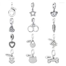 Loose Gemstones Fine 925 Sterling Silver Heart Family Charms Bead Star Dangle Fit Original Bracelet DIY Necklace Women Crown Pendant