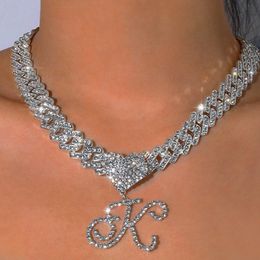 Strands Strings A-Z Initial Necklace Jewellery Luxury Pendant Hip Hop Choker Punk Letter Heart Heavy Cuban Link Chain Necklace Iced Out 230620