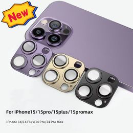 For iphone14promax 14pro 14Plus 13 promax iphone15 15 pro Max Matte Aluminum Clear Scratch-Resistant Rear Camera Lens Film Protector Tempered Glass Metal Circle