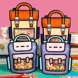 Candy Snack Packaging Ziplock Bags Tote Handle with Window Cute Small Kids Cartoon Plastic Sealed Food Storage Gfit Package Bag