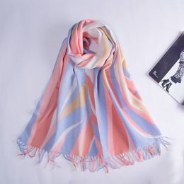 Scarves Unique Warm Color Cashmere Scarf Women Luxury Winter Pashmina Shawl Wraps Tassel For Ladies Foulard Femme Luxe Marque