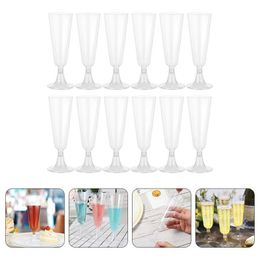 Cake Tools 24Pcs Glasses Plastic Champagne Flutes Cups Wine Glass Disposable Footed Liquor Cup 230620