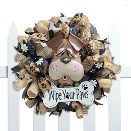 Decorative Flowers Puppy Wreath Dog Head Flower Gift For Housewarming Mother Lovers Decors Farmhouse Porches Front Doors Entrywa