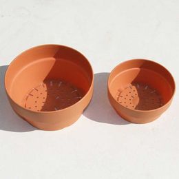 Planters Pots Gardening Terracotta Pot/Tray for Plants Flower Bonsai Cactus Round Plant Pot/Tray with Drainage Hole B03E