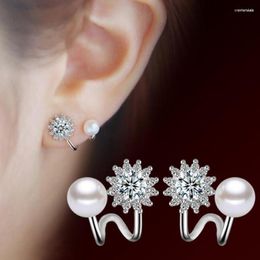 Hoop Earrings JMYUMI 925 Sterling Silver Woman Jewellery Simulated Pearl Women Fashion Simple Temperament Hexagram Star