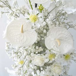 Dried Flowers Luxury White Artificial Wedding Event Party Backdrop Decor Baby Breath Floral Table Runner Centerpieces Ball