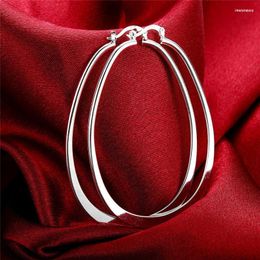 Hoop Earrings LEKANI High Quality 925 Sterling Silver Smooth Flat U Round Circle For Women Fine Jewelry