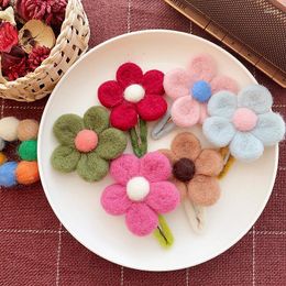 Hair Accessories 12PC Christamas Kids Cartoon Wool Flower Clips Cute In Felt Hairpin High Quality Winter Barrette