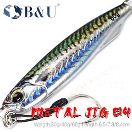 Baits Lures B U 30G40G60G 3D Print Metal Cast Jig Spoon Shore Casting Jigging Fish Sea Bass Saltwater Fishing Lure Artificial Bait Tackle 230620