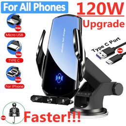 120W Car Wireless Charger for iPhone 12 13 14 Pro Max Xiaomi Mi 12 11 Samsung S10 S20 S21 Phone Chargers Induction Fast Charging
