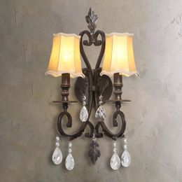 Wall Lamps Vintage LED Iron Retro Glass Lamp Indoor Decor Sconce Aisle Dining Living Room El Bedside Bedroom Lights