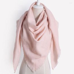 Scarves 2023 Knitted Spring Winter Women Scarf Solid Warm Cashmere Shawls Neck Bandana Triangle