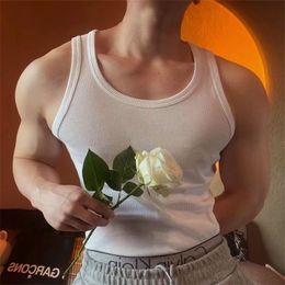 Men's Tank Tops Summer Casual Simple Solid Ribbed Tank Top Men Clothes Leisure Slim O Neck Sleeveless Basic Vest Tee Men's Fashion Camisole 230620