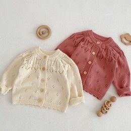 Jackets Baby Girls Cardigan Spring Boys Sweater Fashion Hollow Knitted Jacket Coat Autumn Sweaters