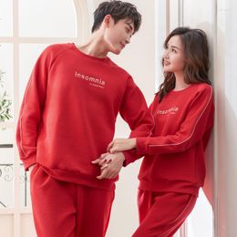 Women's Sleepwear Winter Thick Warm Quilted Pajama Sets For Couples Long Sleeve Air Cotton Interlayer Loungewear Homewear Home Clothes