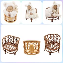 Keepsakes born Pography Props Basket Retro Rattan Round Chair Bebe Po Accesories Recien Baby Girl Boy Gift Posing Bed Background 230620