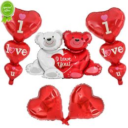 New 1Set I Love You Hug Bear Balloons Foil Heart Balloon for Wedding Valentine's Day Party Decoration Baby Shower Birthday Supplies