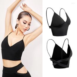 Stage Wear Latin Dance Bra For Women Cross Backless Underwear Adult Samba Rumba Salsa Tops Practise Clothes DNV15011