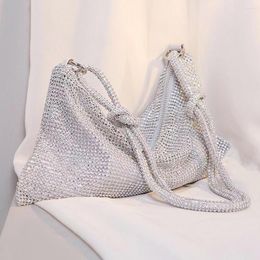 Storage Bags Handmade Evening Clutch Bag Rhinestones Silver Shiny Crystal Wedding Purses And Handbag Luxury Diamonds Shoulder Purse