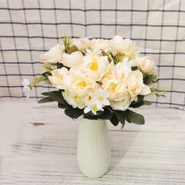 Dried Flowers 30cm Silk Peony Bouquet Artificial High Quality for Home Wedding Decoration DIY Small White Fake Flower Arrangement