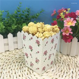 Gift Wrap 8Pcs Floral Printed Popcorn Box Wedding Party Bridal Shower Engagement Valentine's Day Candy Snack Boxes Table Supplies