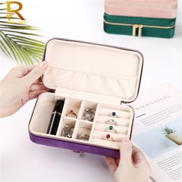 Jewelry Boxes Portable Jewellery Box Ring Necklace Storage Display Travel Jewelry Case Boxes Velvet Storage Zipper Jewelers Joyero 230620