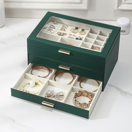 Jewellery Boxes Portable PU Jewellery Organiser Display Travel Jewellery Case Boxes Button Leather Jewellery Box Storage Zipper Jewellers Joyero 230620