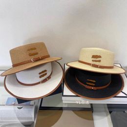 Wholesale Sun-Proof Sun Protection Girl's Cap Fashion All-Match British Flat Straw Hat Belt Straw Tourist Hats