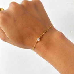 Link Bracelets Chain Single Zircon Circle Bead For Women Stainless Steel Gold Bracelet Summer Jewelry Couple Friends Accessories Gift 2023Li