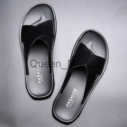 Slippers WEH sandals men Leather luxury Brand New Fashion Summer Men Shoes Vintage Italian Flats Casual Nonslip Beach Flip Flop Slippers J230621