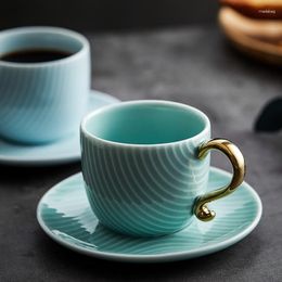 Mugs Luxury 150ml Cup Coffe Tea Set Ceramic Cups Creative Coffee With Tray Taza Para Cafe Coffeeware Mug Accessories
