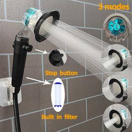Other Faucets Showers Accs Design Propeller Bathroom Shower Head High Pressure Water Saving With Adjustable Button Built in Filter Handheld 230620