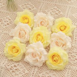 Dried Flowers 5pcs Spring Artificial Rose Heads Birthday Parties Diy Handcrafted Cake Supplies Wedding Banquet Tables Flower Arrangements