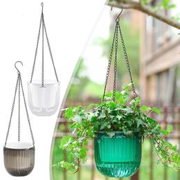 Planters Pots Hanging Flowerpot Self Absorbing Water Planter Thickened Plastic Plants Hydroponic Plant Vases Flower Pot Wall Bonsai Decor 230620