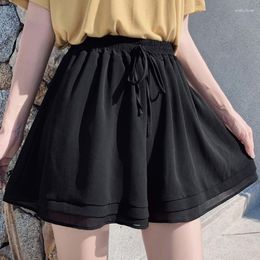 Women's Shorts 2023 Summer Chiffon Korean Ladies Double Layer High Waist Wide Leg Casual Loose Skirt Short For Women