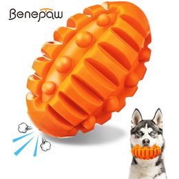 Benepaw Squeaky Dog Toys For Aggressive Chewers Indestructible Durable Natural Rubber Chew Puppy Toys Interactive Pet Teething
