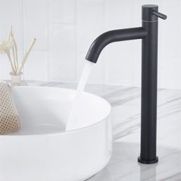 Bathroom Sink Faucets 304 Stainless Steel Black Silver Single Cold Basin Faucet Washbasin