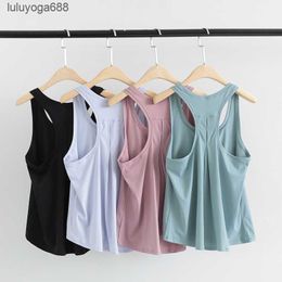 New 23ss womens Yoga Outfit Lulu Women Loose Tank Sports Sleeveless Vest Solid fashion brand Running Exercise Ftness womens lululemens womens yoga clothes