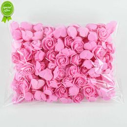 New 50/100/200Pcs Teddy Bear of Roses 3cm PE Foam Rose Head Artificial Flower Home Decorative Wreath Wedding Valentines Day DIY Gift