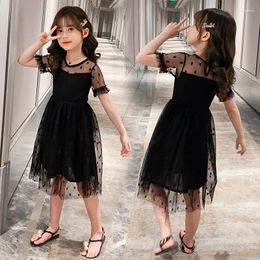 Girl Dresses Kids Black Elegant For Girls Clothes Short Sleeve Summer Party Dress Baby Costumes Children Clothing 6 7 8 9 10 12 Years