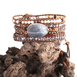 Bangle RH Fashion Handmade Friendship Beaded Armbander Multicolor Crystal Natural Stones Mixed 5X Woven Wrap Bracelets Drop 230620