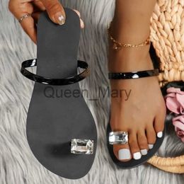 Slippers Fashion Thong Sandals Women Metallic Gemstone Decor Flat Slippers Summer New Slides Outdoor Sandy Beac Women Shoes J230621