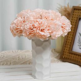 Dried Flowers 5pcs Beautiful Artificial Flower Bouquet Peony Wedding Celebration Vintage Silk Home Spring Fake Plant Decoration Handicrafts