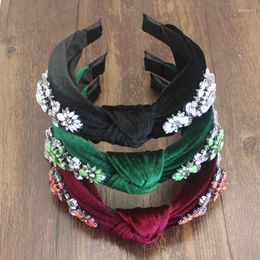 Hair Clips Women Boho Accessories Green White Crystal Stone Tassels Headband Rhinestone Baroque Headdress Catwalk For Wedding Party