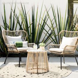 Camp Furniture Outdoor Rattan Chair Table And Combination Leisure Courtyard Garden Terrace Tea Three-piece Balcony