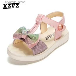 XZVZ Girls Sandals Sparkly Bow Princess Kids Shoes Non-slip Lightweight Girls Summer Sandals Childrens Party Shoes L230518