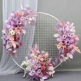 Dried Flowers Champagne Artificial Row Wall Backdrop Hanging Decor Wedding Arches Arrange Road Lead Fake Floral Table Centerpiece Ball
